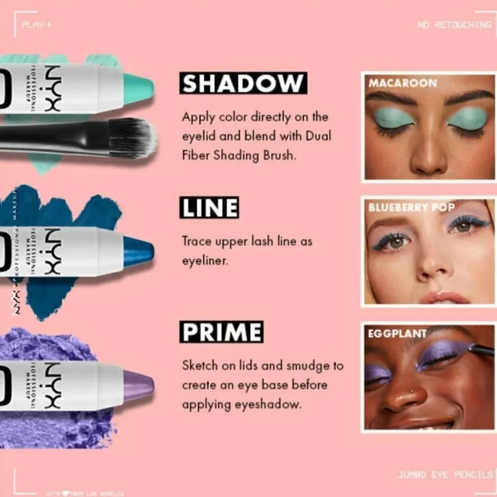 New! NYX Professional Makeup, Jumbo Eye Pencil! JUMBO COLOR in AN ALL-IN-ONE!